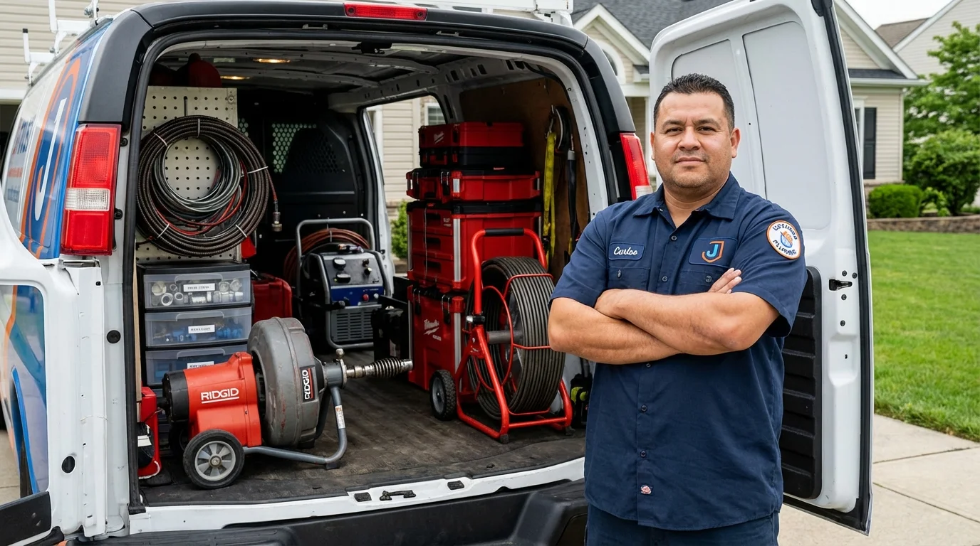 Professional drain cleaning equipment and Johns Plumbing LLC plumber in Natalia